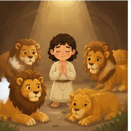 Folha imprimível da historinha bíblica: Daniel na Cova dos Leões