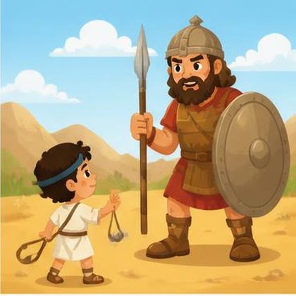 Folha imprimível da historinha bíblica: Davi e Golias
