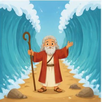 Folha imprimível da historinha bíblica: Moisés e o Mar Vermelho